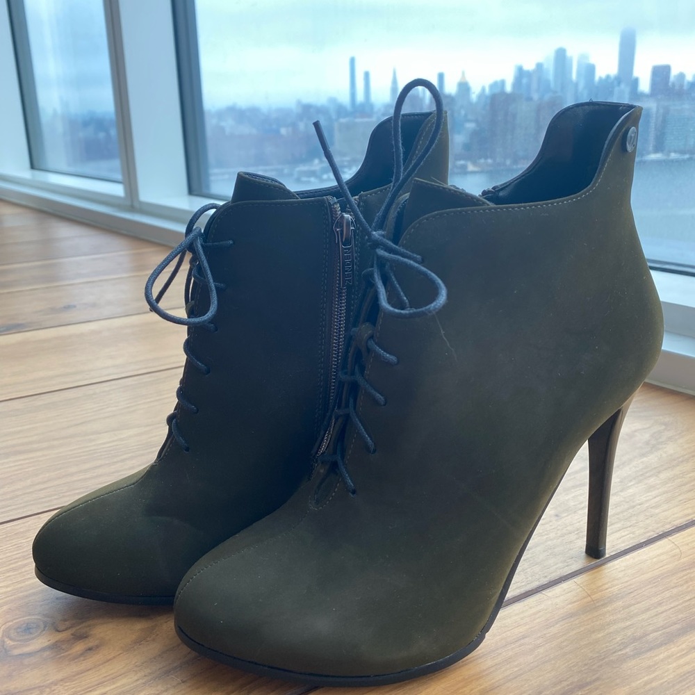 New dark green heeled booties.